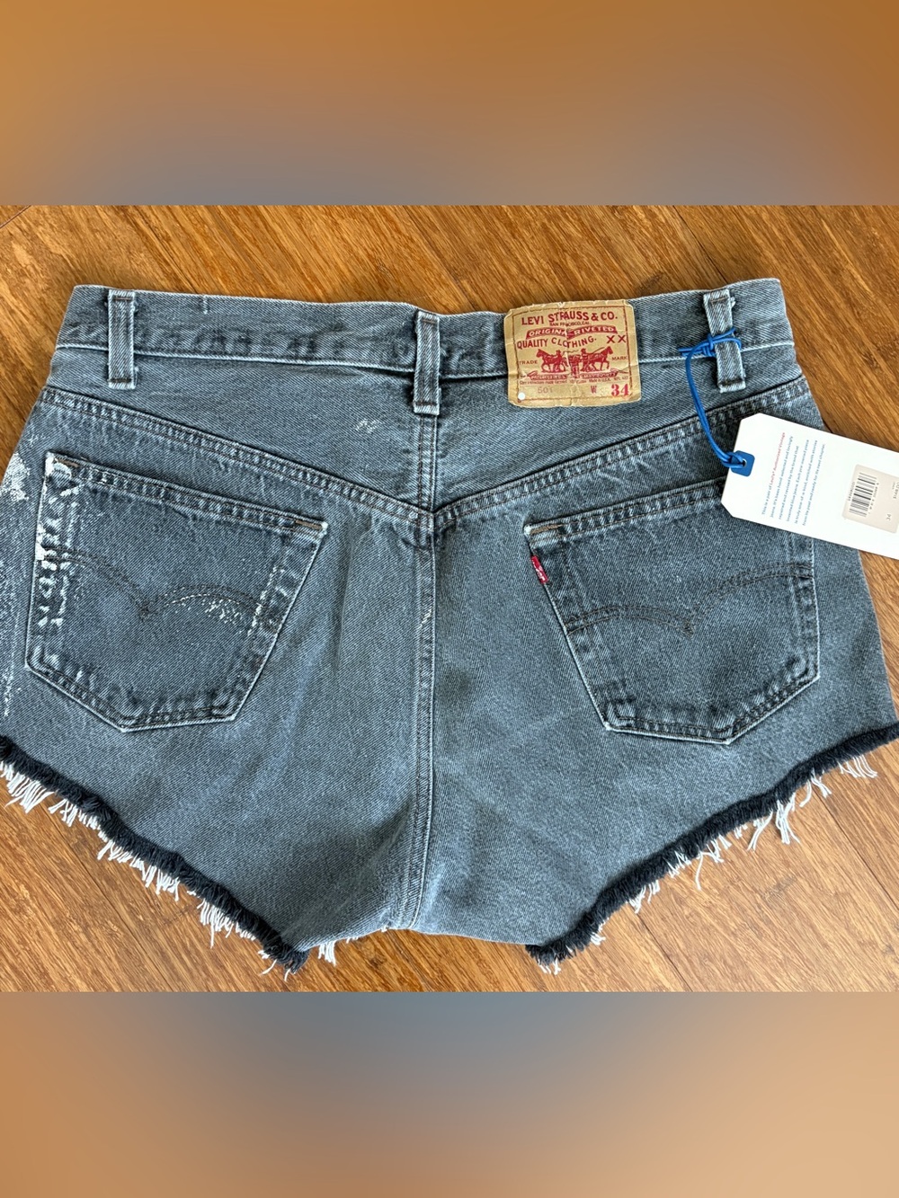 Levi's 501 Authorized Vintage Shorts Women's Grayish Black Denim Cutoffs 33W - Picture 6 of 13